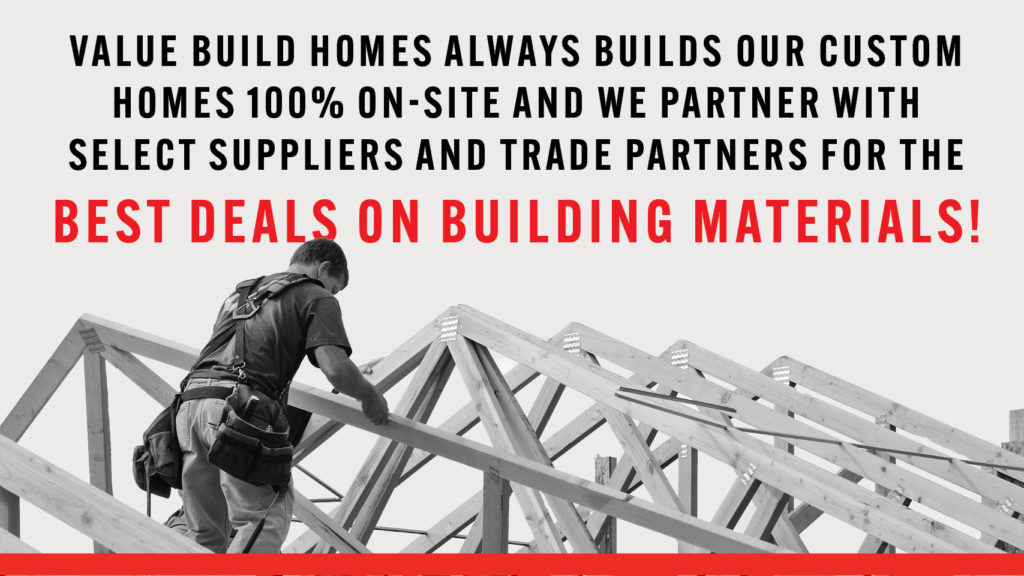 man building the frame of a roof on a value build home